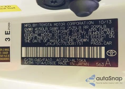 2014 Scion Tc from USA, damaged, VIN JTKJF5C77E3081151